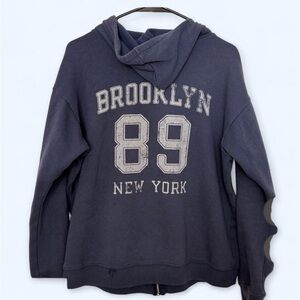 RSQ Navy Hooded Sweatshirt with White Label